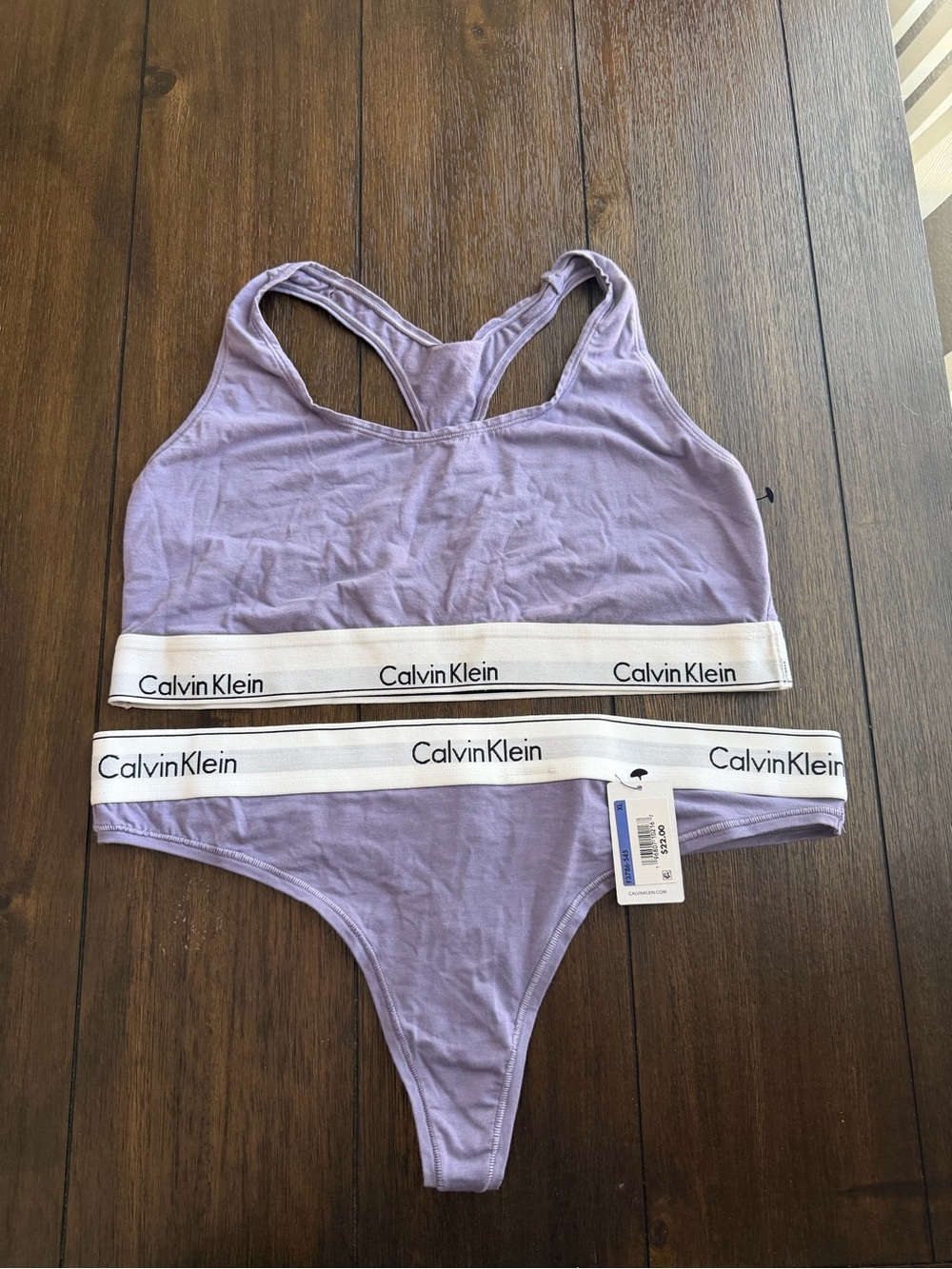 Calvin Klein Lavender Cotton Racerback Bralette & Thong Set